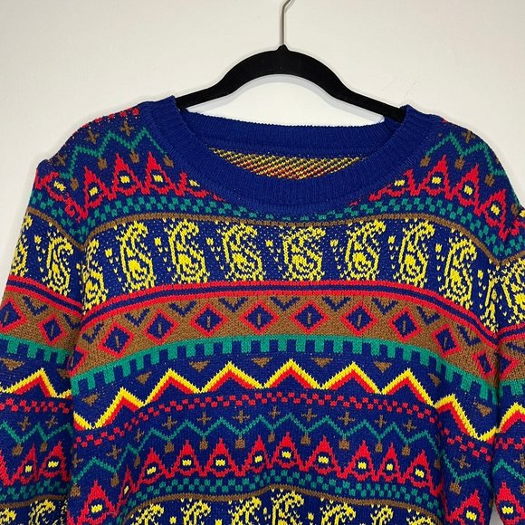 Colorful Geometric Pattern Oversized Pullover Sweater - Picture 3 of 5